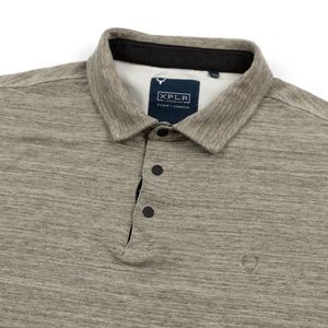 XPLR Jeremiah Polo Shirt‎ Mens XL Tan Heathered Cotton Polyester Short Sleeve